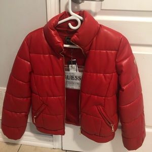 New w tags Guess sx XS bubble bomber jacket with gold accents